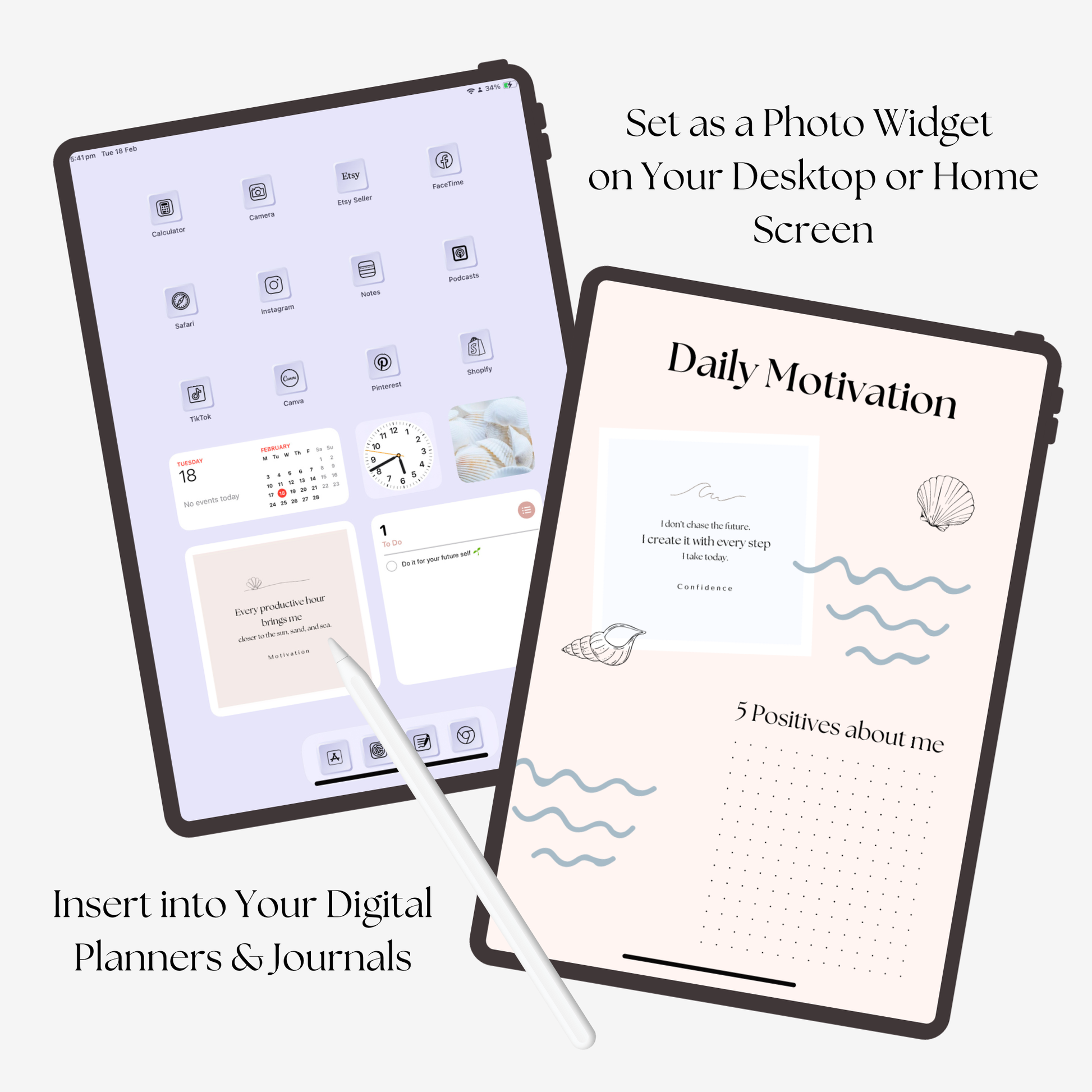 Motivational affirmation cards on iPad