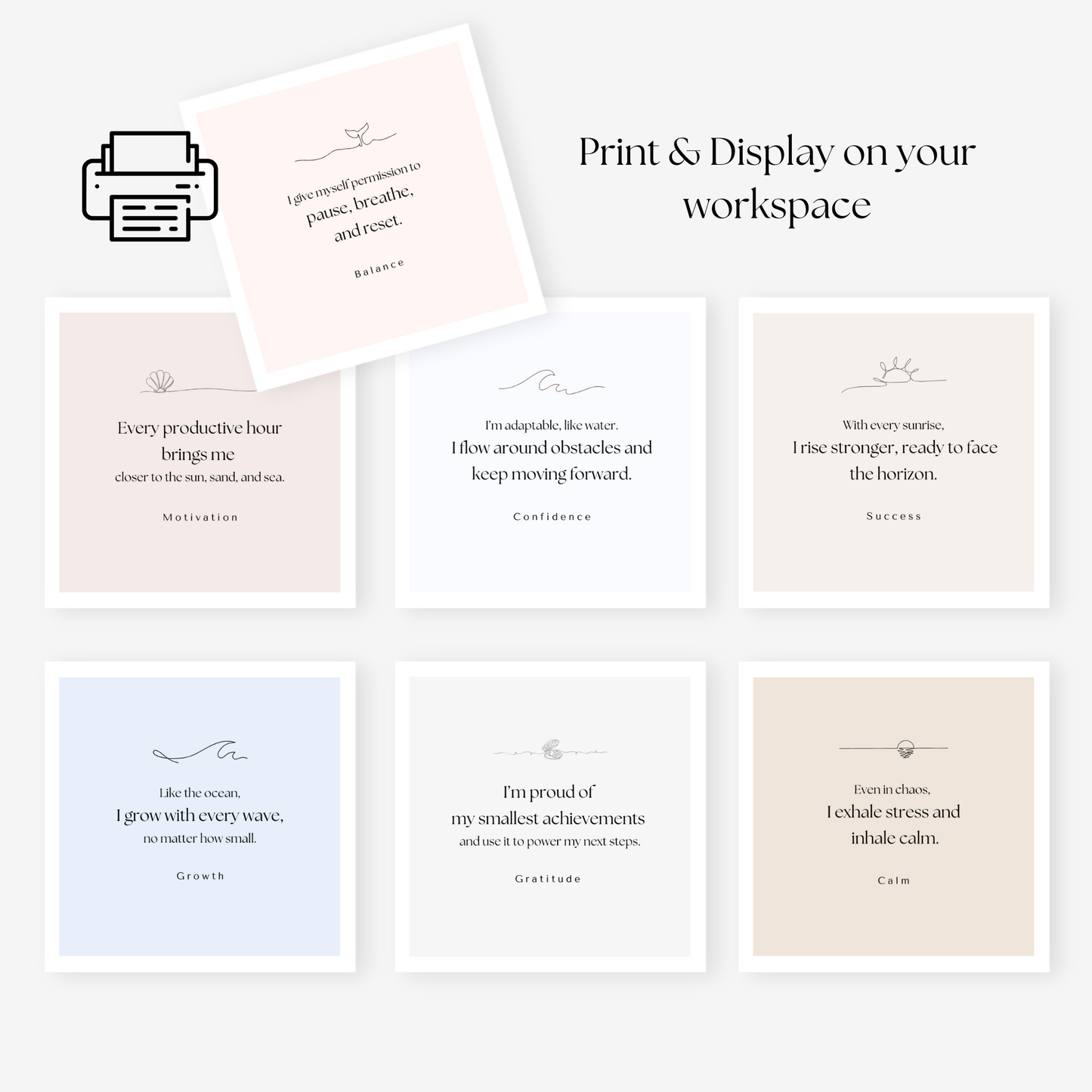 Motivational affirmation cards