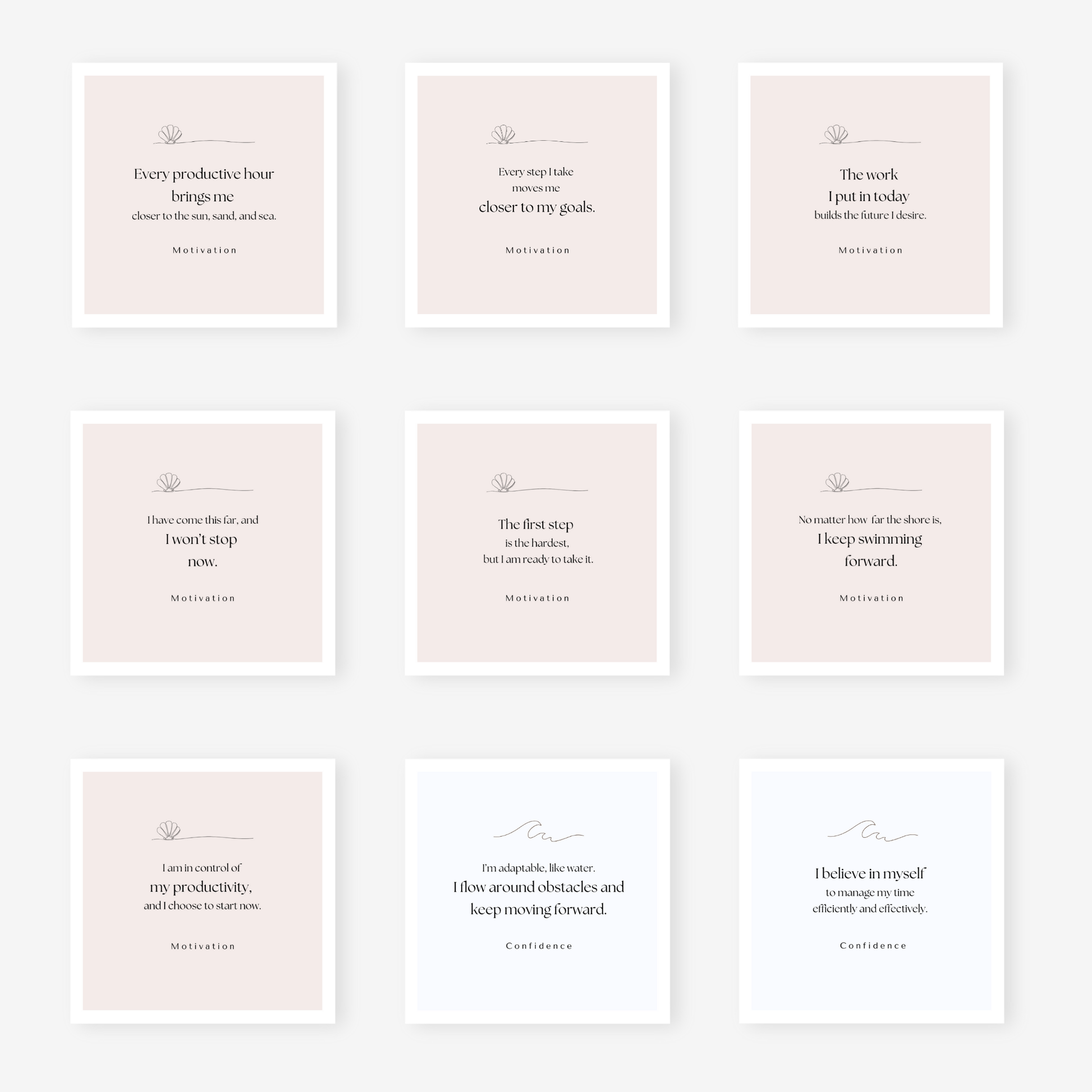 Motivational affirmation cards