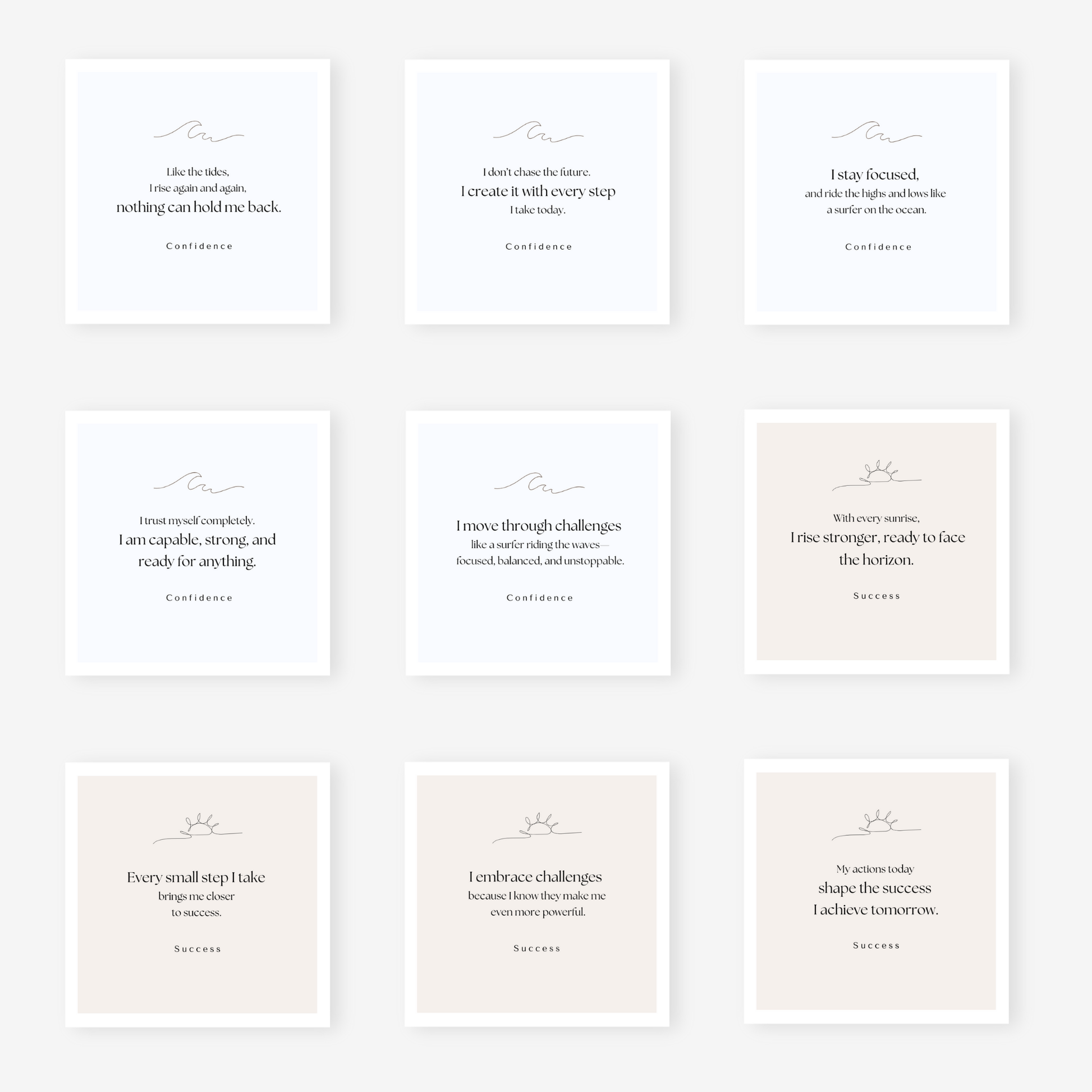 Motivational affirmation cards