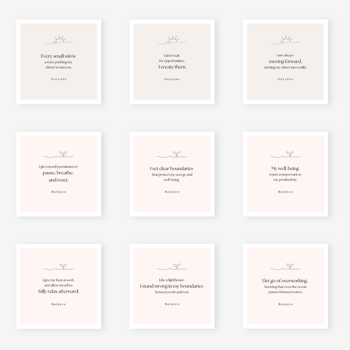 Motivational affirmation cards