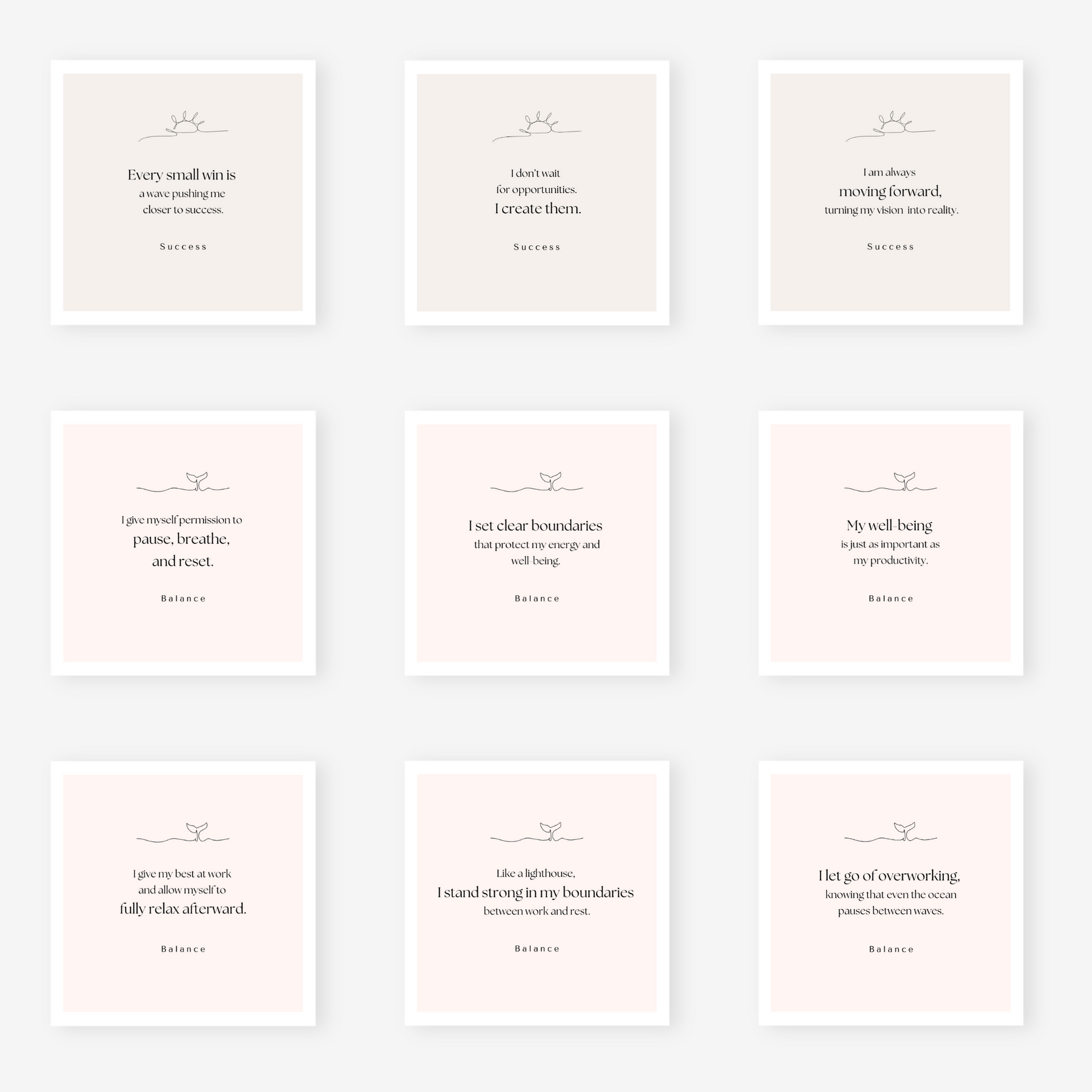 Motivational affirmation cards