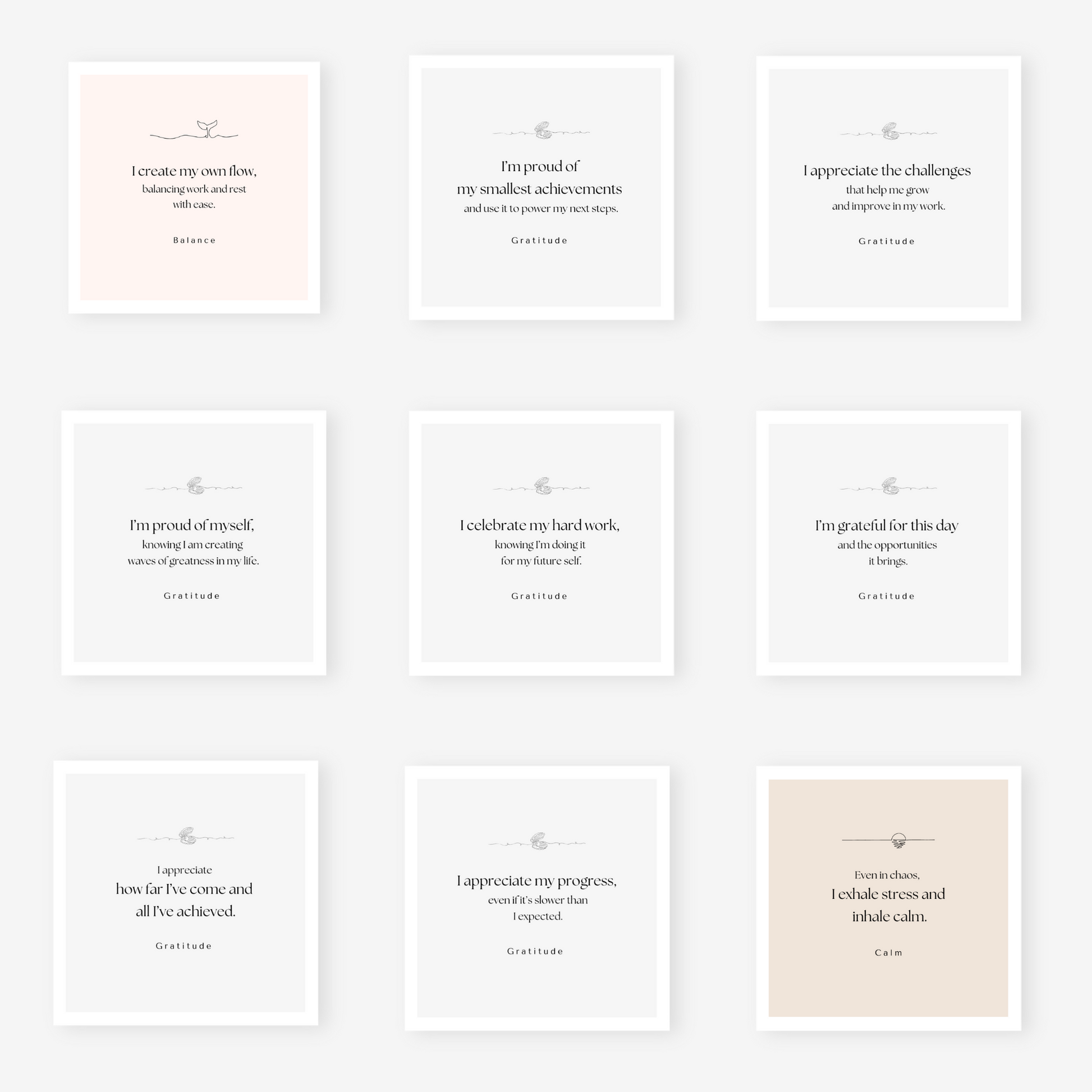 Motivational affirmation cards