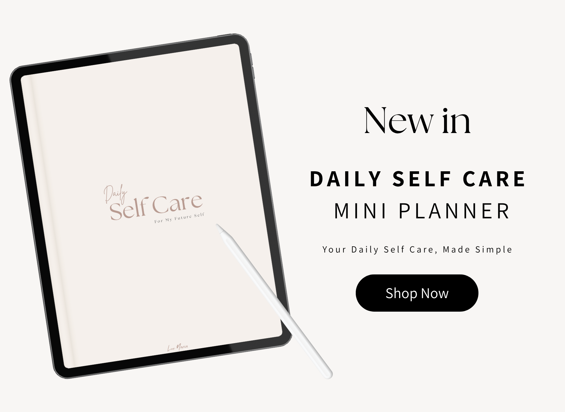 Daily Self Care Mini Planner on a light beige background